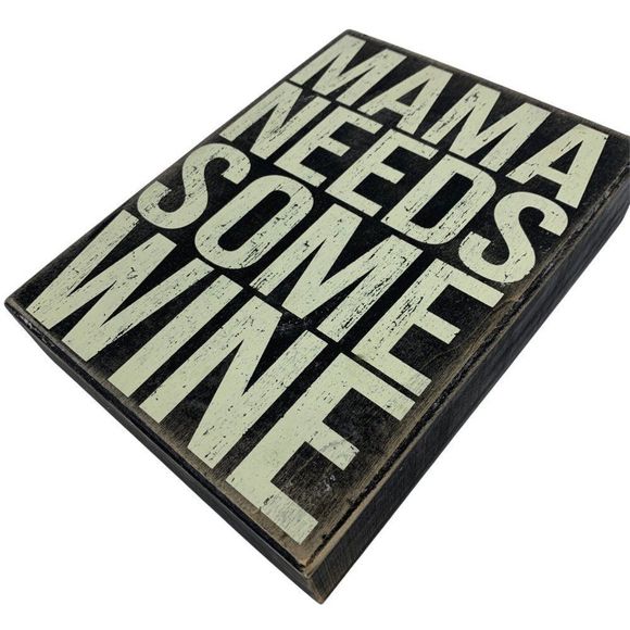 Wood Box Sign Message Momma Needs Wine Decor Home Humor Bar - Picture 1 of 9